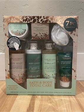 Spearmint & Argan Oil Bath & Body 7pc Gift Set - Tuscan Hills